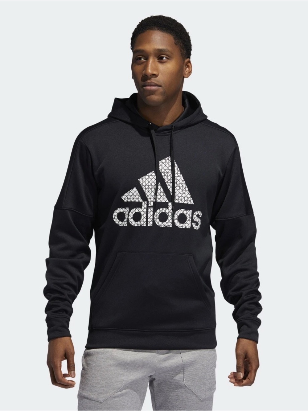 adidas Black Hoodie with White Logo Print